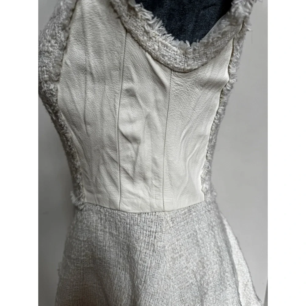 Rebecca Taylor Blouse 4 Tweed Leather‎ Peplum Coquette Old Money Luxury $350 - Picture 8 of 16